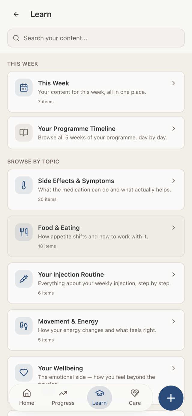Actual nudge screen: Daily learning